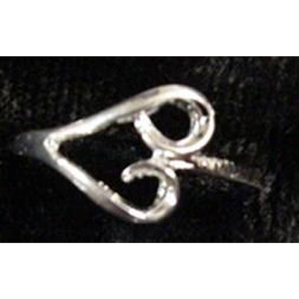 Vintage New Sterling Silver Plated Hearts Love Ring Size 6 Silver Open Heart NOS